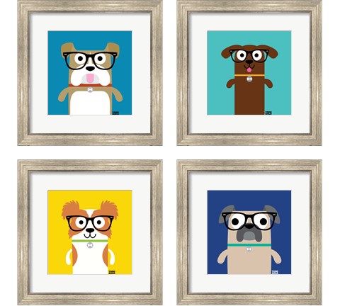 Bow Wow Dogs 4 Piece Framed Art Print Set by Todd Art
