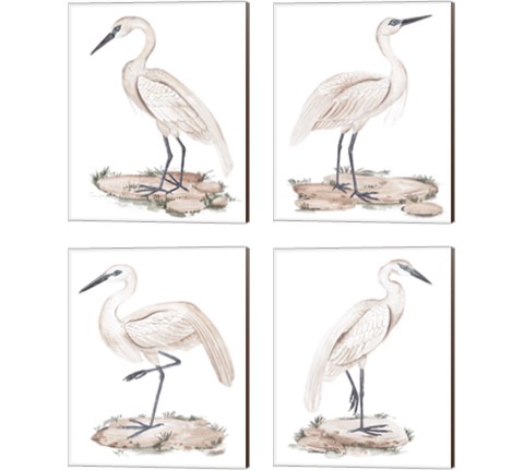 A White Heron 4 Piece Canvas Print Set by Melissa Wang