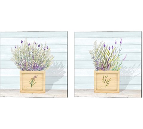 Lavender and Wood Square 2 Piece Canvas Print Set by Janice Gaynor