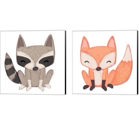 Fox & Raccoon 2 Piece Canvas Print Set by Josefina