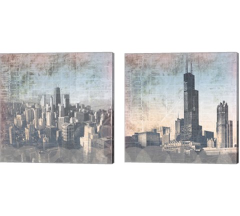 Chicago Skyline 2 Piece Canvas Print Set by Dan Meneely