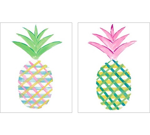 Punched Up Pineapple 2 Piece Art Print Set by Julie DeRice