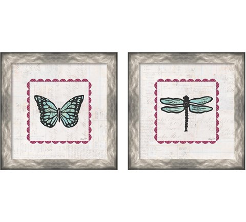 Insect Stamp Bright 2 Piece Framed Art Print Set by Courtney Prahl