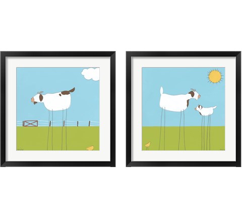 Stick-leg Goat 2 Piece Framed Art Print Set by June Erica Vess