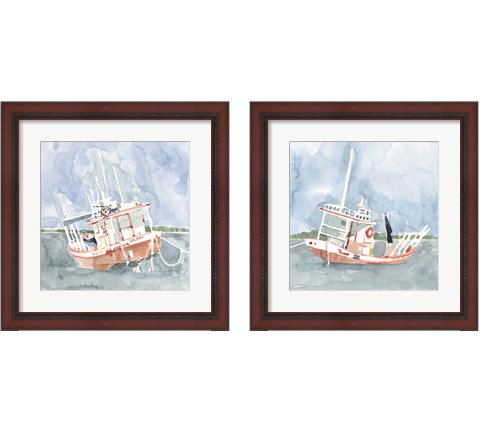Bright Fishing Boat 2 Piece Framed Art Print Set by Emma Caroline