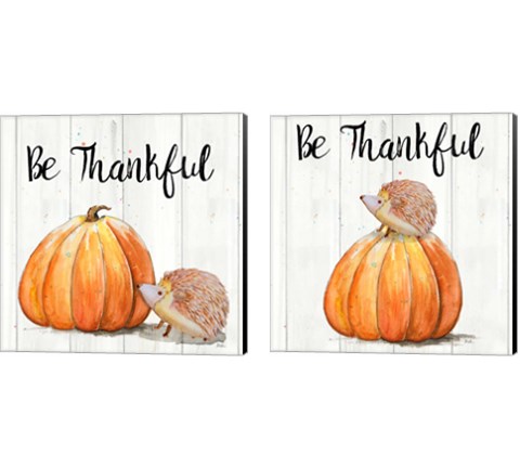 Be Thankful Harvest Hedgehog 2 Piece Canvas Print Set by Patricia Pinto
