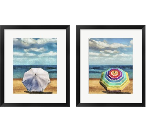 Beach Umbrella 2 Piece Framed Art Print Set by Alonzo Saunders