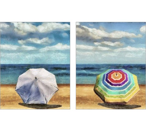 Beach Umbrella 2 Piece Art Print Set by Alonzo Saunders