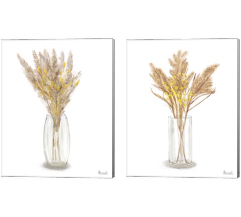 Dried Flower Yellow 2 Piece Canvas Print Set by Bannarot