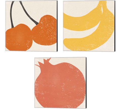 Graphic Fruit  3 Piece Canvas Print Set by Moira Hershey