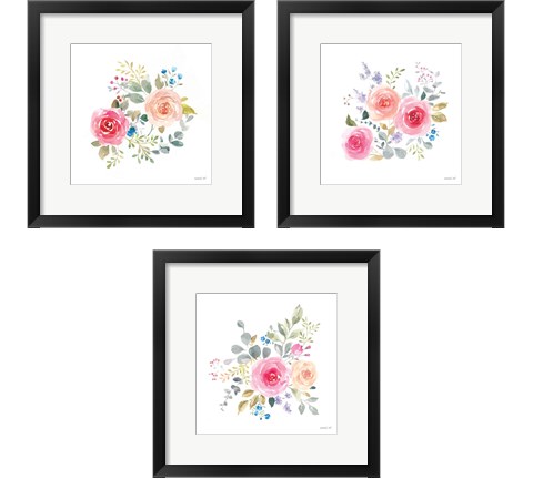 Lush Roses  3 Piece Framed Art Print Set by Danhui Nai