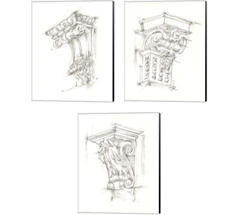 Corbel Sketch 3 Piece Canvas Print Set by Ethan Harper