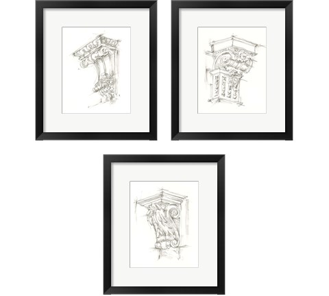 Corbel Sketch 3 Piece Framed Art Print Set by Ethan Harper