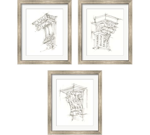 Corbel Sketch 3 Piece Framed Art Print Set by Ethan Harper