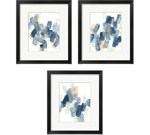 Indigo Facets 3 Piece Framed Art Print Set by June Erica Vess