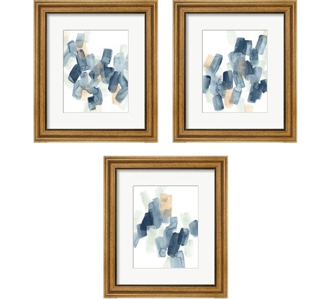 Indigo Facets 3 Piece Framed Art Print Set by June Erica Vess