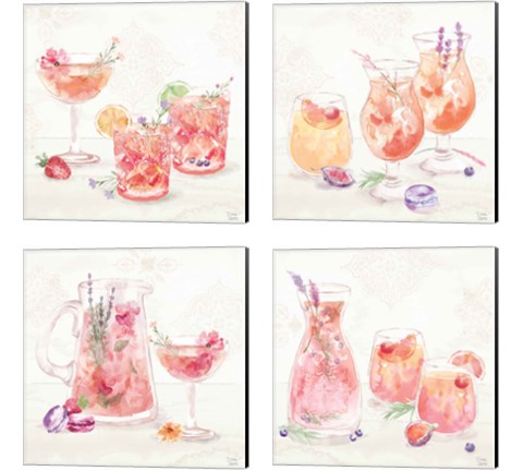 Classy Cocktails 4 Piece Canvas Print Set by Dina June