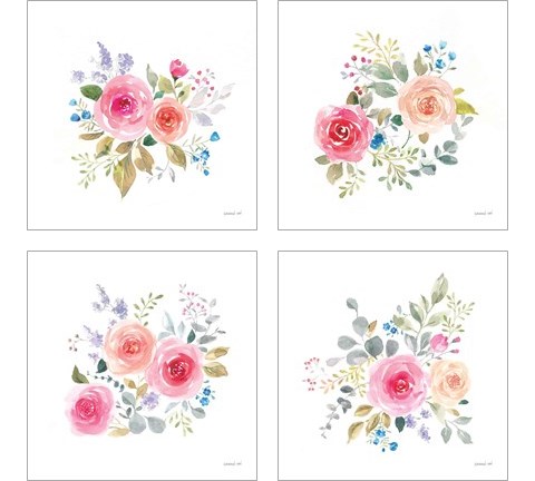 Lush Roses  4 Piece Art Print Set by Danhui Nai