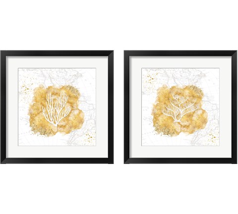 Golden Coral 2 Piece Framed Art Print Set by Jennifer Pugh