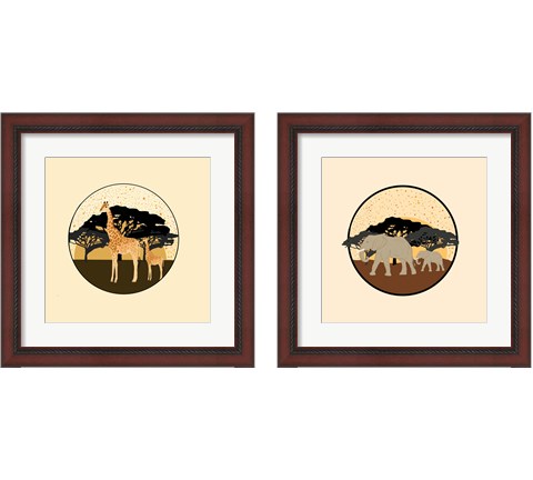 Elephants & Giraffes 2 Piece Framed Art Print Set by Ashley Singleton