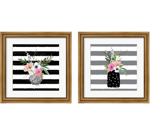 Floral Stripes 2 Piece Framed Art Print Set by Valerie Wieners