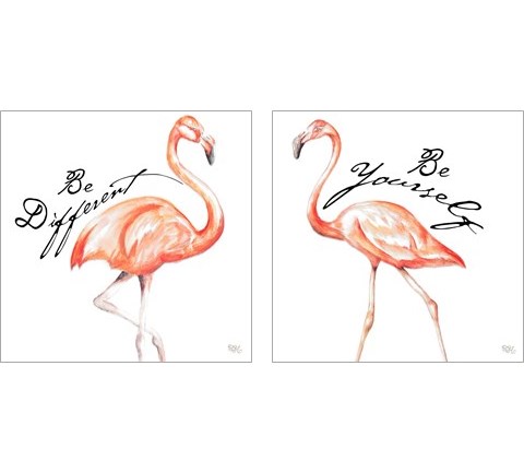 Be Different Flamingo 2 Piece Art Print Set by Tiffany Hakimipour