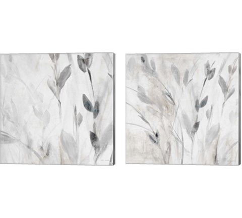 Gray Misty Leaves Square 2 Piece Canvas Print Set by Lanie Loreth