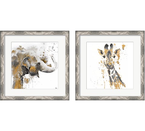 Safari Animal with GoldSeries 2 Piece Framed Art Print Set by Patricia Pinto