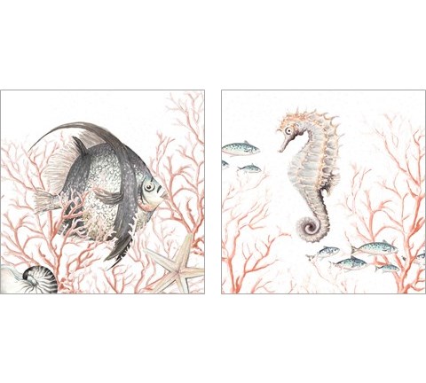 Sea Life on Coral 2 Piece Art Print Set by Patricia Pinto