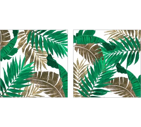 Modern Jungle Leaves Close Up 2 Piece Art Print Set by Patricia Pinto