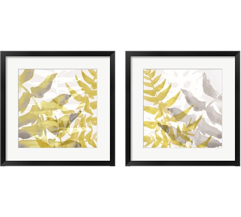 Yellow-Gray Leaves 2 Piece Framed Art Print Set by Stellar Design Studio