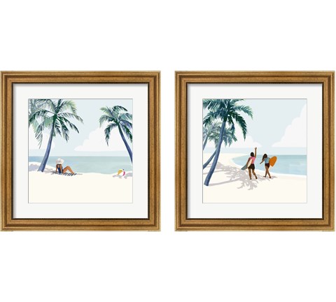 Palm Tree Paradise 2 Piece Framed Art Print Set by Victoria Barnes