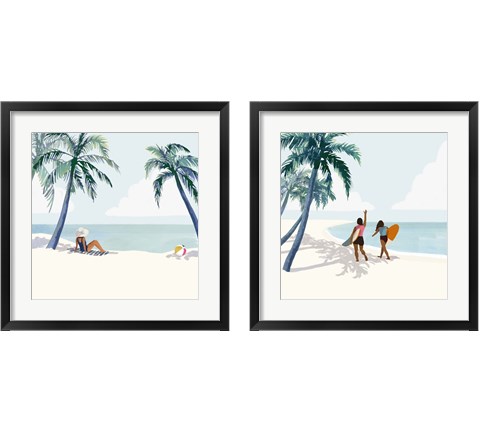 Palm Tree Paradise 2 Piece Framed Art Print Set by Victoria Barnes