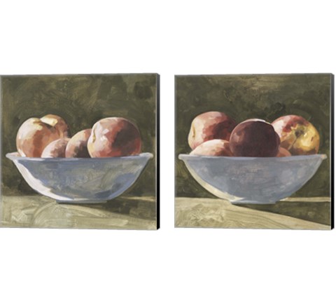 Bowl of Peaches 2 Piece Canvas Print Set by Emma Caroline