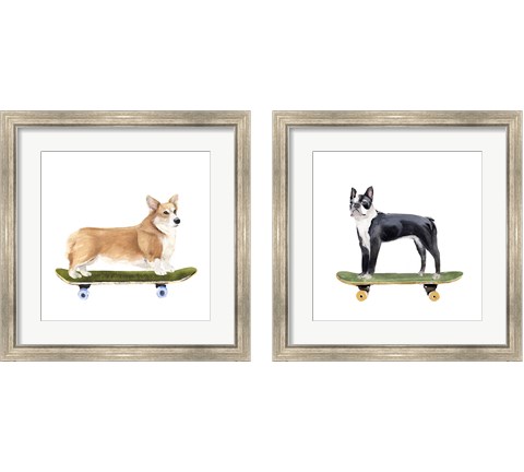 Pups on Wheels 2 Piece Framed Art Print Set by Annie Warren