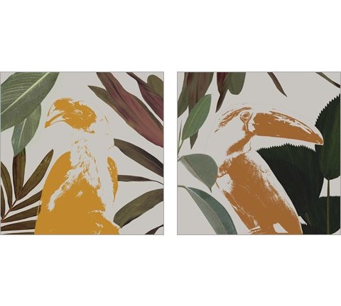 Graphic Tropical Bird  2 Piece Art Print Set by Annie Warren