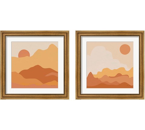 Mountainous Orange 2 Piece Framed Art Print Set by Sara Zieve Miller