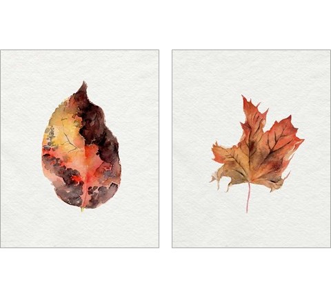 Watercolor Autumn Leaf 2 Piece Art Print Set by Jennifer Parker
