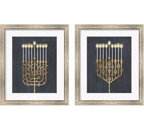 Golden Hanukkah 2 Piece Framed Art Print Set by Grace Popp