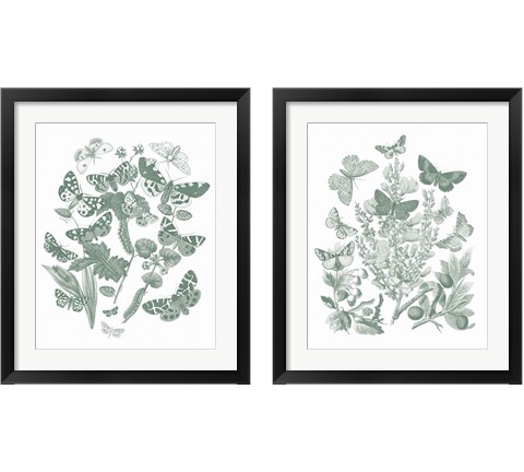 Butterfly Bouquet Sage 2 Piece Framed Art Print Set by Wild Apple Portfolio