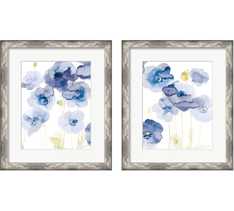 Delicate Poppies Blue 2 Piece Framed Art Print Set by Danhui Nai