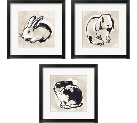Antique Rabbit 3 Piece Framed Art Print Set by June Erica Vess