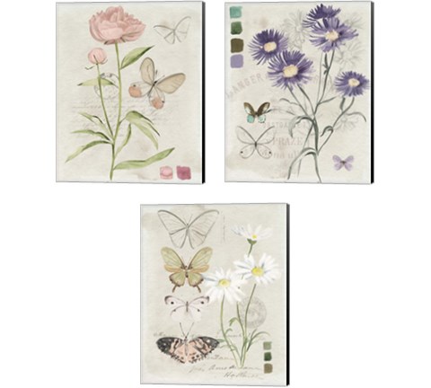Field Notes Florals 3 Piece Canvas Print Set by Jennifer Parker