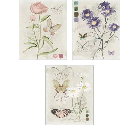 Field Notes Florals 3 Piece Art Print Set by Jennifer Parker