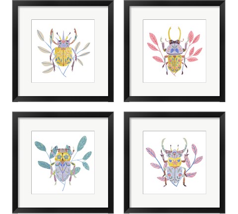 Floral Beetles 4 Piece Framed Art Print Set by Melissa Wang