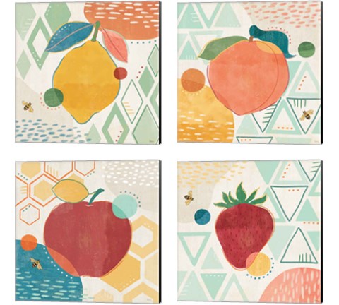 Fruit Frenzy 4 Piece Canvas Print Set by Veronique Charron