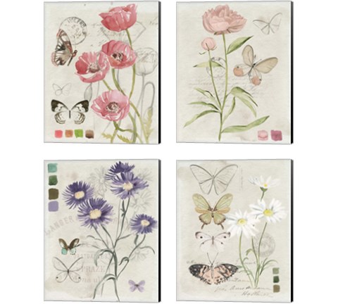 Field Notes Florals 4 Piece Canvas Print Set by Jennifer Parker