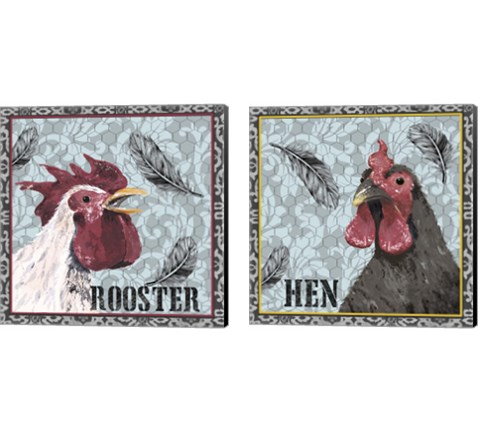 White Rooster 2 Piece Canvas Print Set by Jade Reynolds
