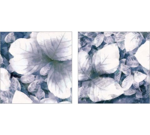 Blue Shaded Leaves 2 Piece Art Print Set by Alonzo Saunders