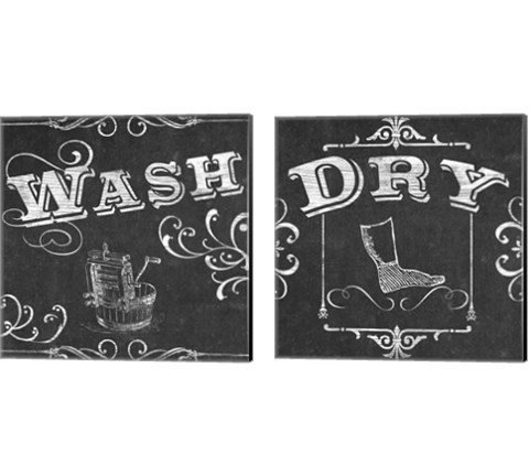 Vintage Laundry Signs 2 Piece Canvas Print Set by June Erica Vess